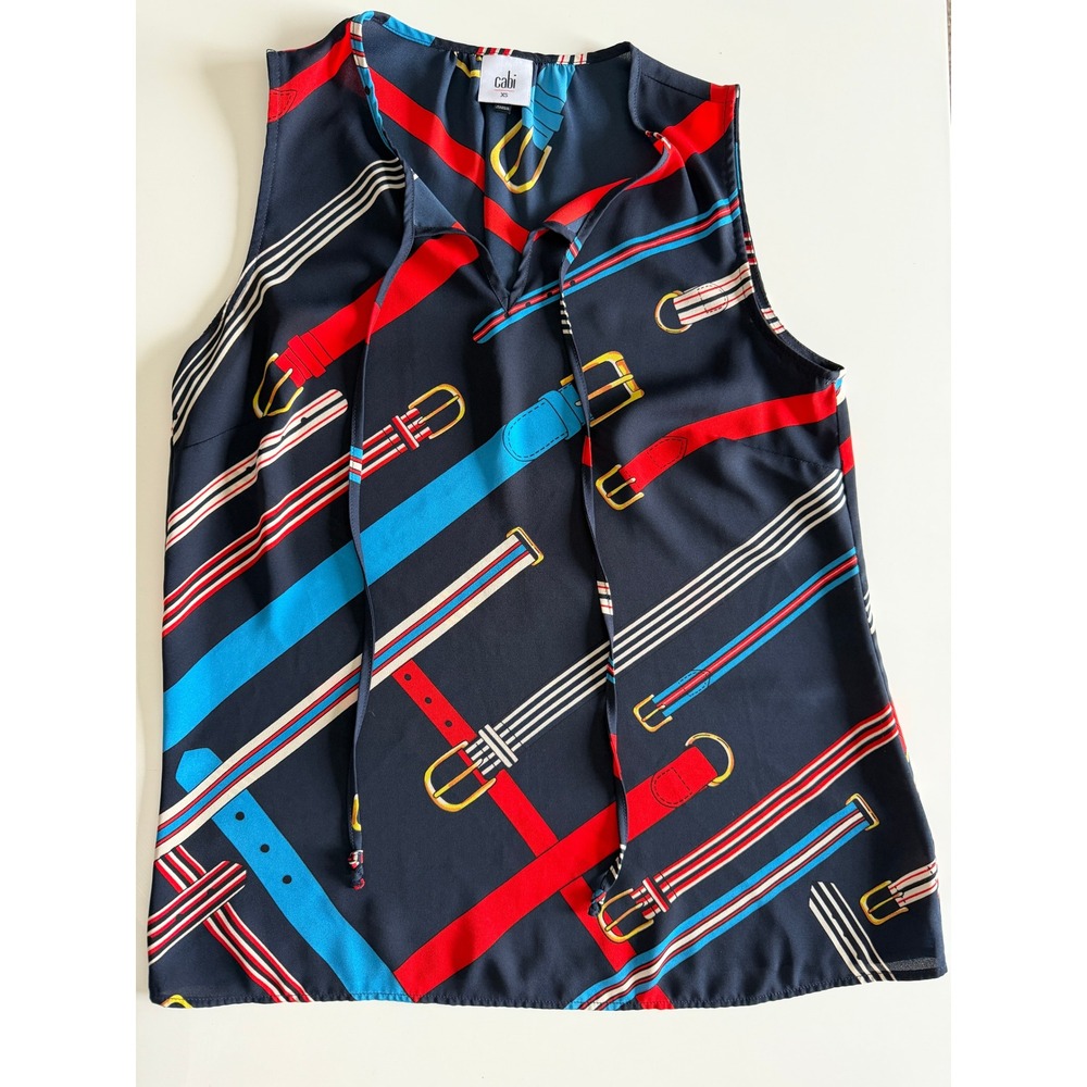 Cabi Sleeveless Belt Print Blouse XS Excellent condition‎